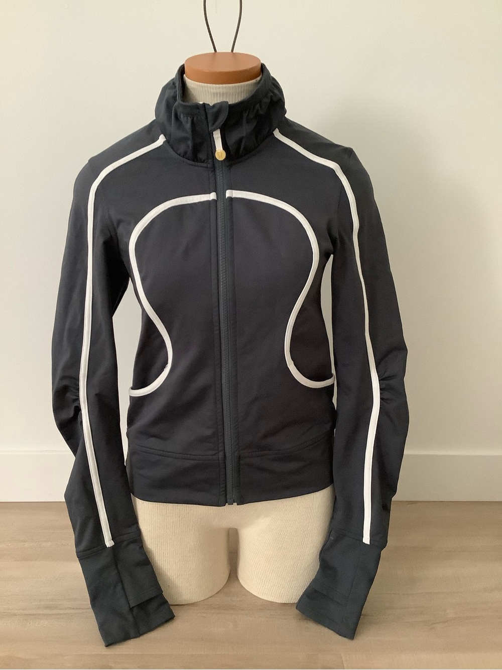 lululemon athletica Black Bomber Jacket with White Trim